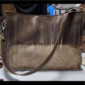 Handmade Hair on hide shoulder bag.